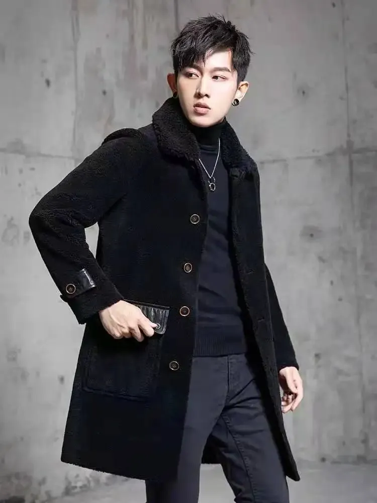 Stylish Winter Coats For Men | Premium Wool And Leather Long Coat With Warm Fur Lining