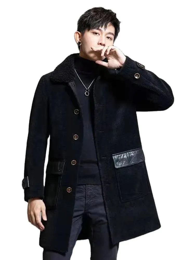 Stylish Winter Coats For Men | Premium Wool And Leather Long Coat With Warm Fur Lining