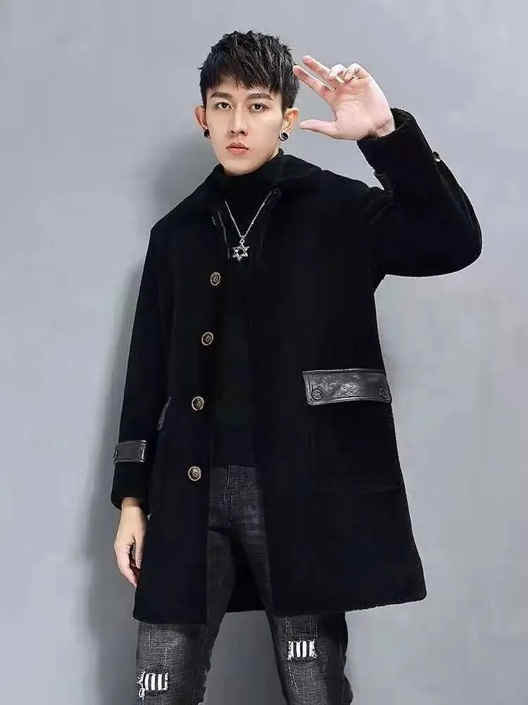 Stylish Winter Coats For Men | Premium Wool And Leather Long Coat With Warm Fur Lining