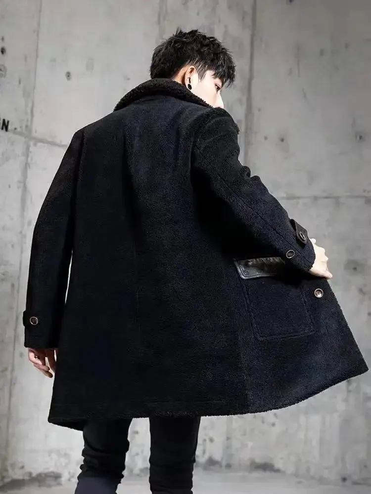 Stylish Winter Coats For Men | Premium Wool And Leather Long Coat With Warm Fur Lining