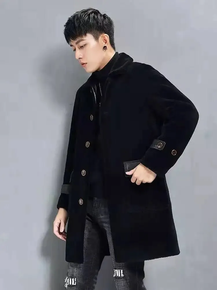 Stylish Winter Coats For Men | Premium Wool And Leather Long Coat With Warm Fur Lining
