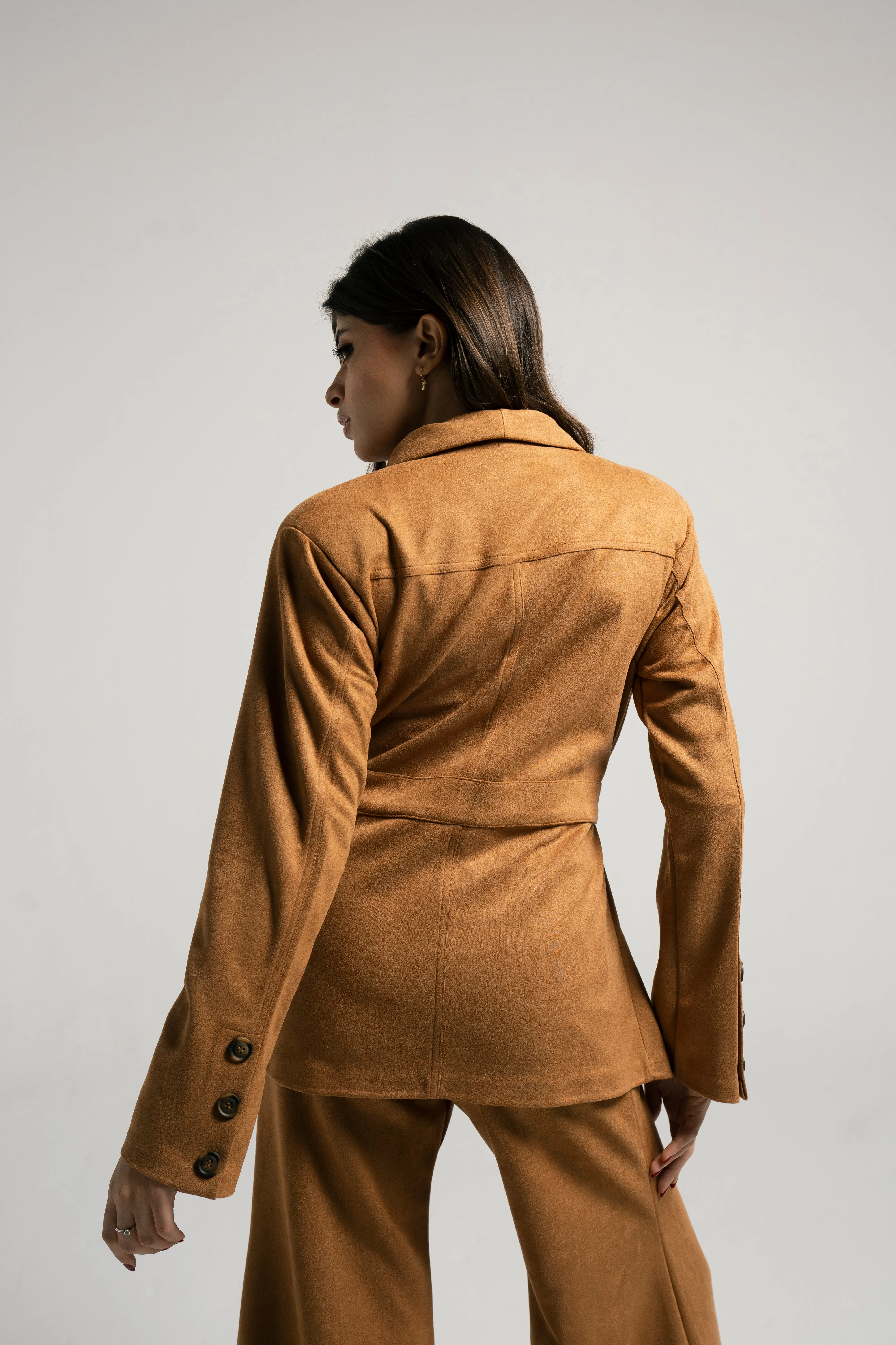 Suede Belted Blazer