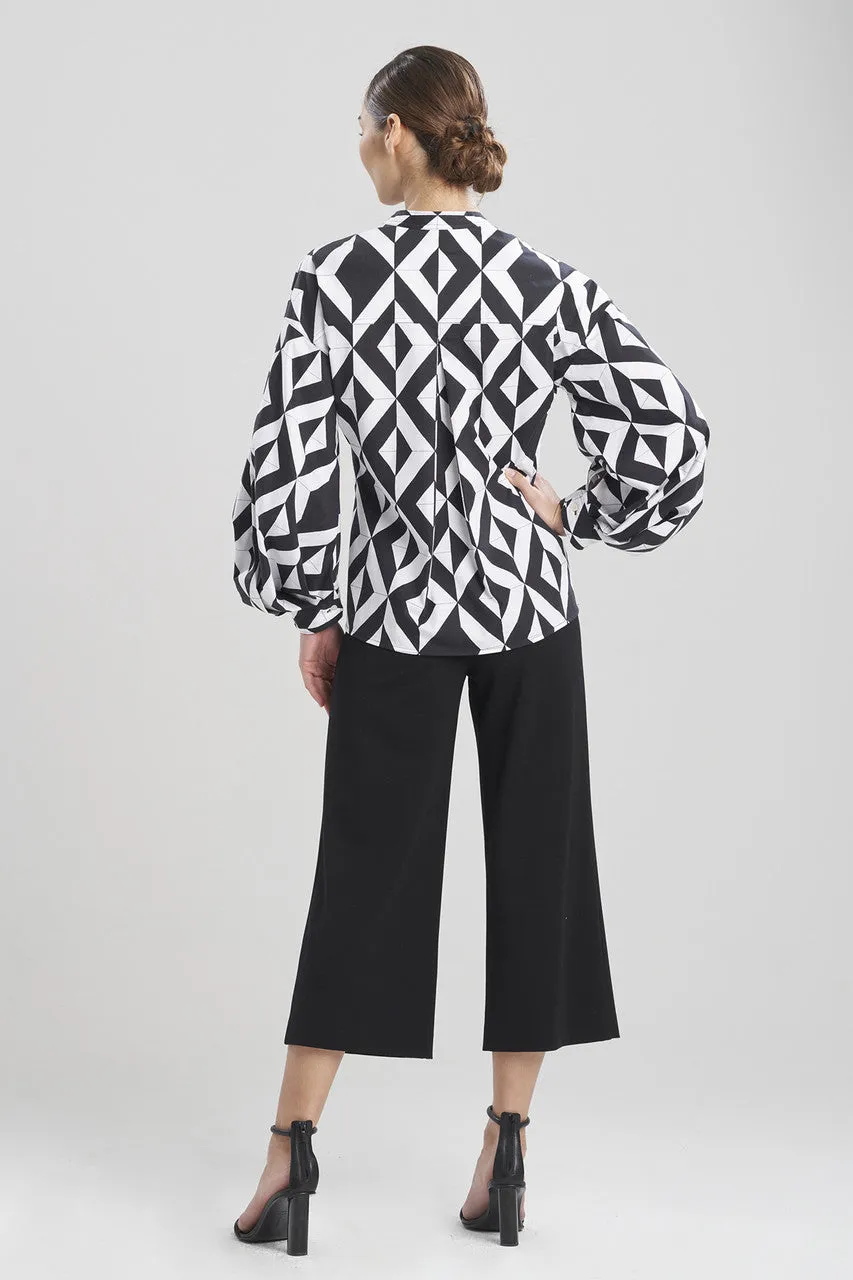 Sumi-Cotton Poplin Balloon Sleeve Shirt