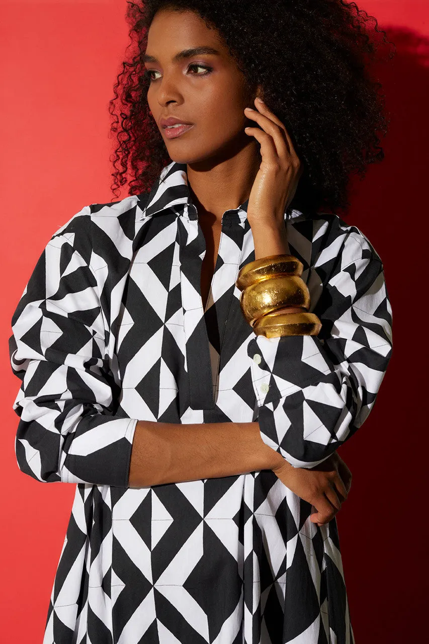 Sumi-Cotton Poplin Balloon Sleeve Shirt