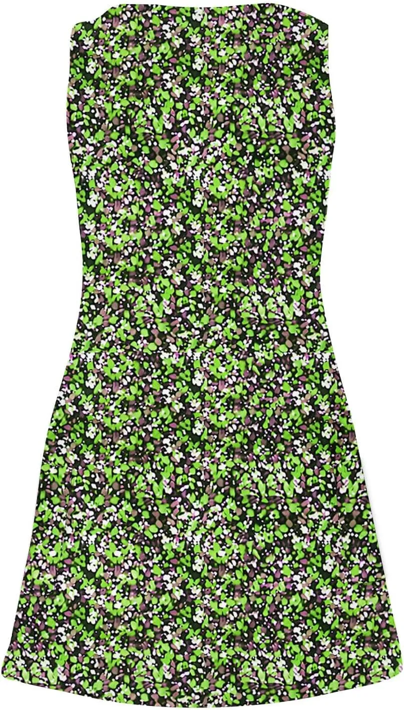 Summer Floral Dress for Women Casual Sleeveless V Neck Tank Dresses Womens Boho Beach Vacation Mini Sundress