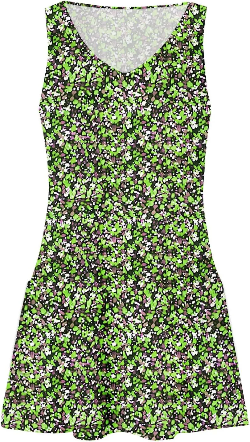 Summer Floral Dress for Women Casual Sleeveless V Neck Tank Dresses Womens Boho Beach Vacation Mini Sundress
