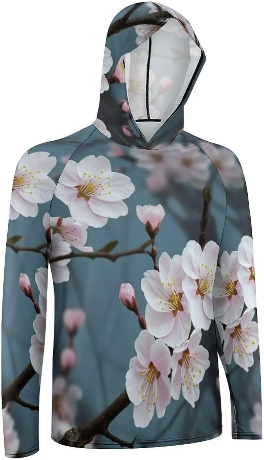 Sun Protection Shirt Long Sleeve Hoodie Cherry Blossom Lightweight Rash Guard Quick Dry Sun Shirt for Outdoor
