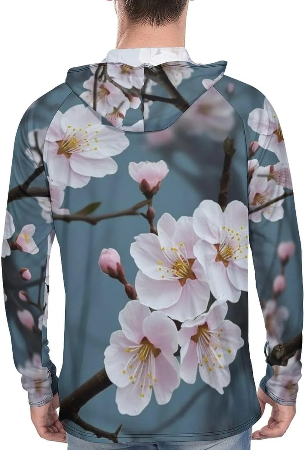 Sun Protection Shirt Long Sleeve Hoodie Cherry Blossom Lightweight Rash Guard Quick Dry Sun Shirt for Outdoor
