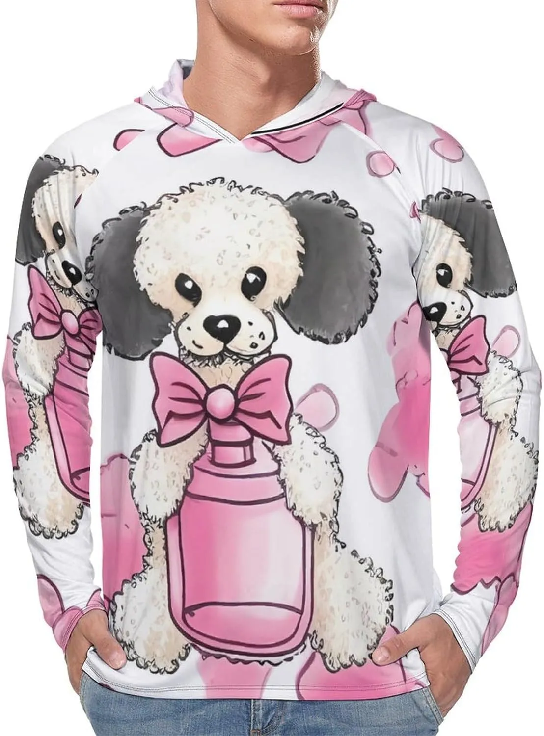 Sun Protection Shirt Long Sleeve Hoodie Cute Poodle Lightweight Rash Guard Quick Dry Sun Shirt for Outdoor