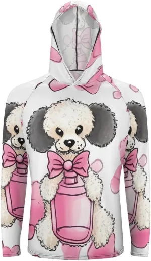 Sun Protection Shirt Long Sleeve Hoodie Cute Poodle Lightweight Rash Guard Quick Dry Sun Shirt for Outdoor