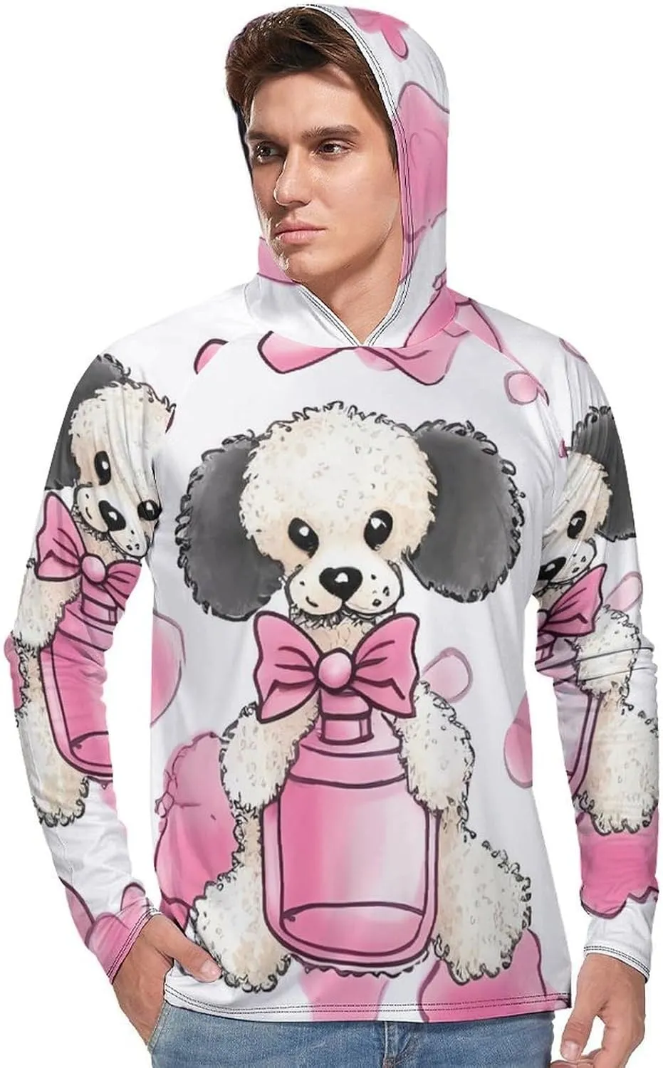 Sun Protection Shirt Long Sleeve Hoodie Cute Poodle Lightweight Rash Guard Quick Dry Sun Shirt for Outdoor