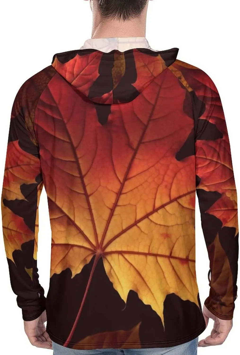 Sun Protection Shirt Long Sleeve Hoodie Fall Autumn Leaves Lightweight Rash Guard Quick Dry Sun Shirt for Outdoor