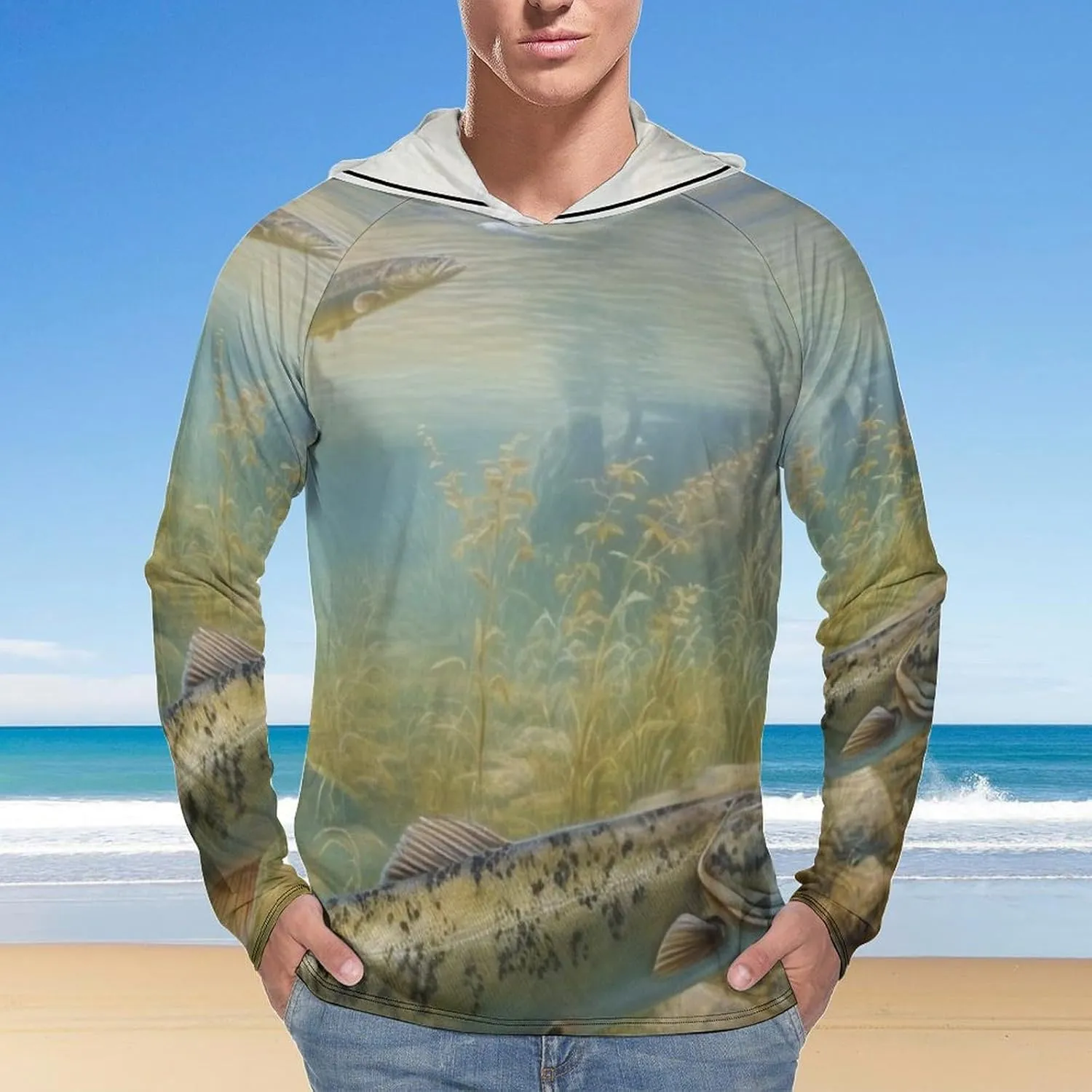 Sun Protection Shirt Long Sleeve Hoodie Fishing Lake Fishermen Lightweight Rash Guard Quick Dry Sun Shirt for Outdoor