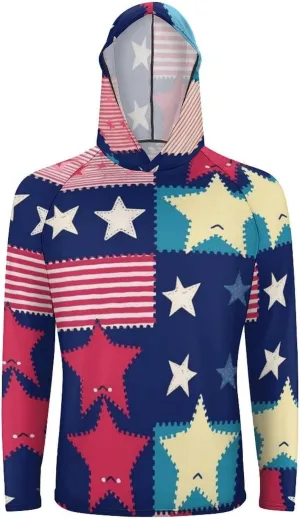 Sun Protection Shirt Long Sleeve Hoodie Stars Pattern Lightweight Rash Guard Quick Dry Sun Shirt for Outdoor
