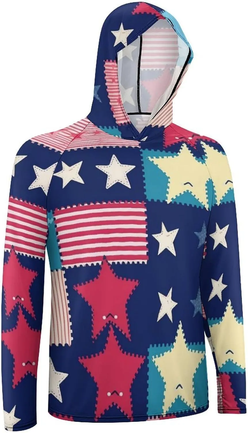 Sun Protection Shirt Long Sleeve Hoodie Stars Pattern Lightweight Rash Guard Quick Dry Sun Shirt for Outdoor