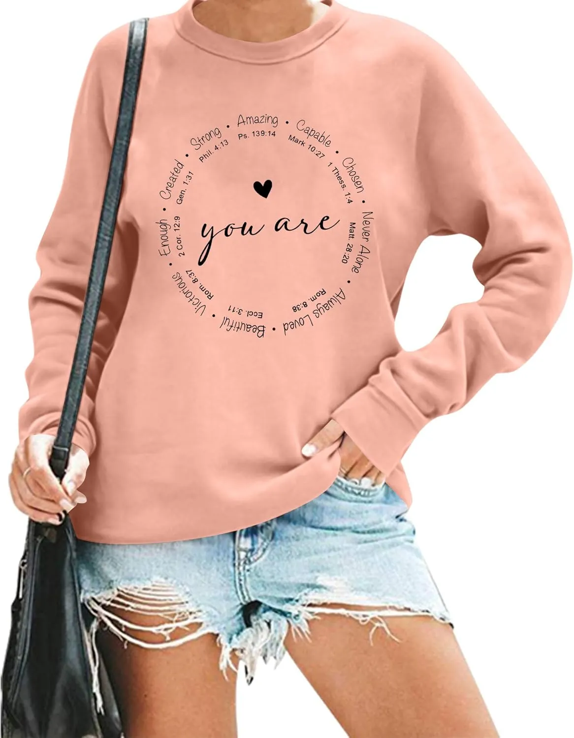 SUPEYA You are Inspiration Sweatshirt Women Christian TShirt Cute Heart Long Sleeve Blessed Saying Tops