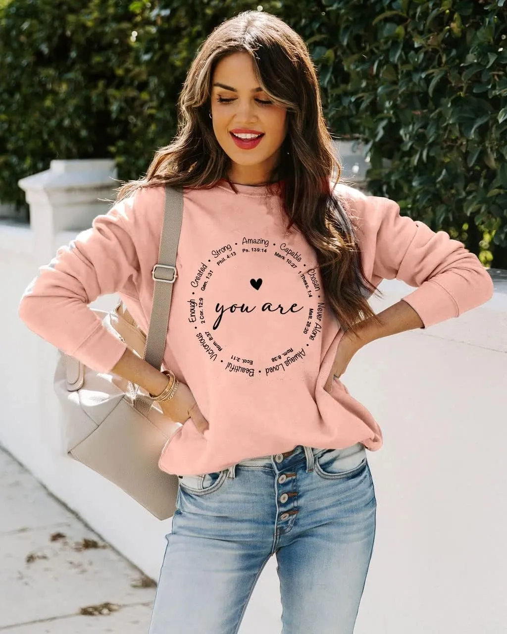 SUPEYA You are Inspiration Sweatshirt Women Christian TShirt Cute Heart Long Sleeve Blessed Saying Tops