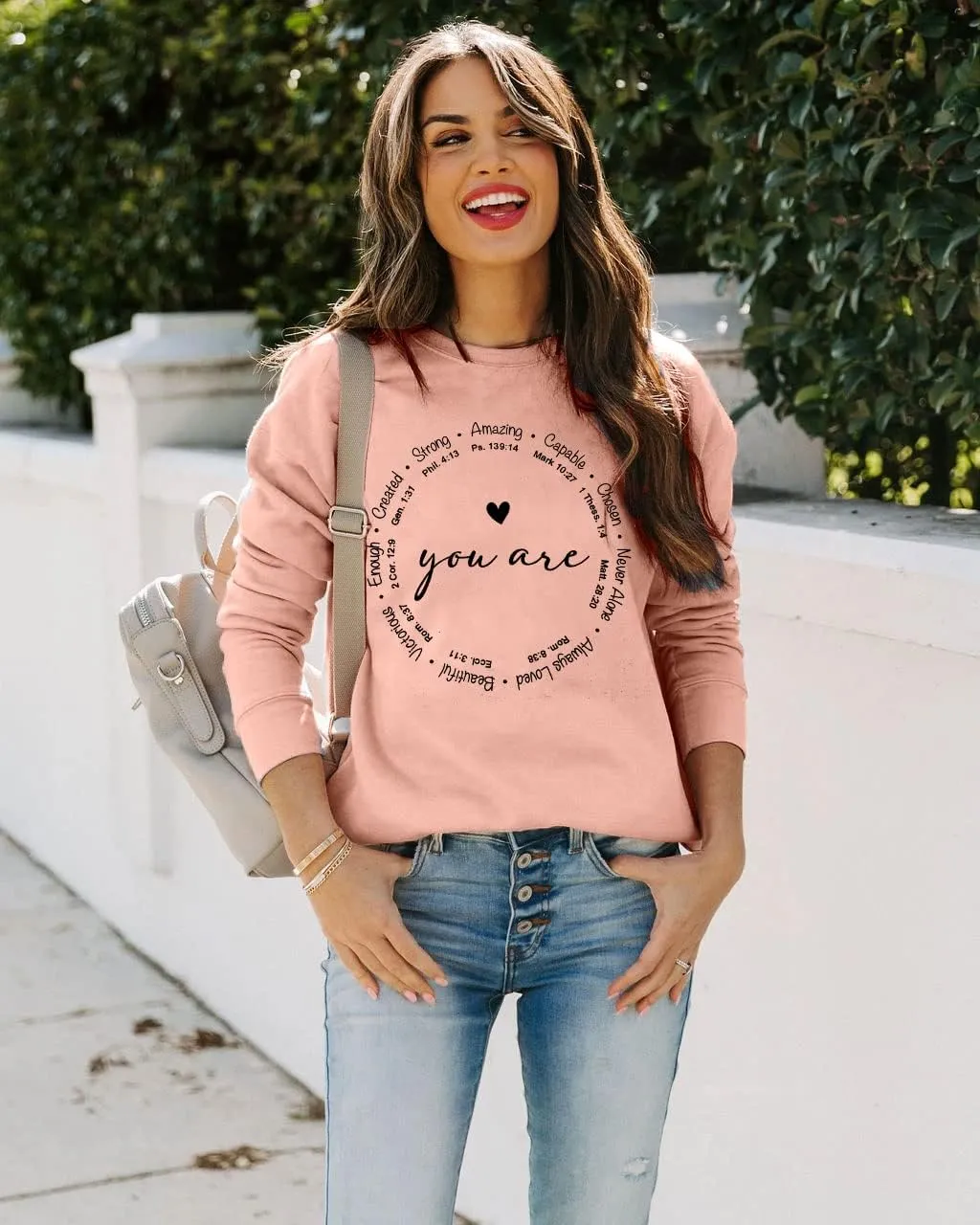 SUPEYA You are Inspiration Sweatshirt Women Christian TShirt Cute Heart Long Sleeve Blessed Saying Tops