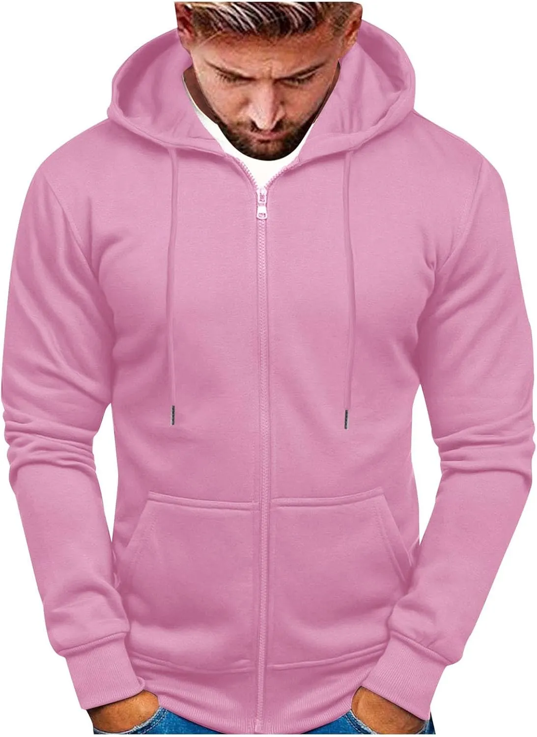 Sweatshirts for Men Hoodies Zipper,Mens Hooded Sweatshirts Fleece Hoodies Athletic Winter Long Sleeve Zip Up Pullover