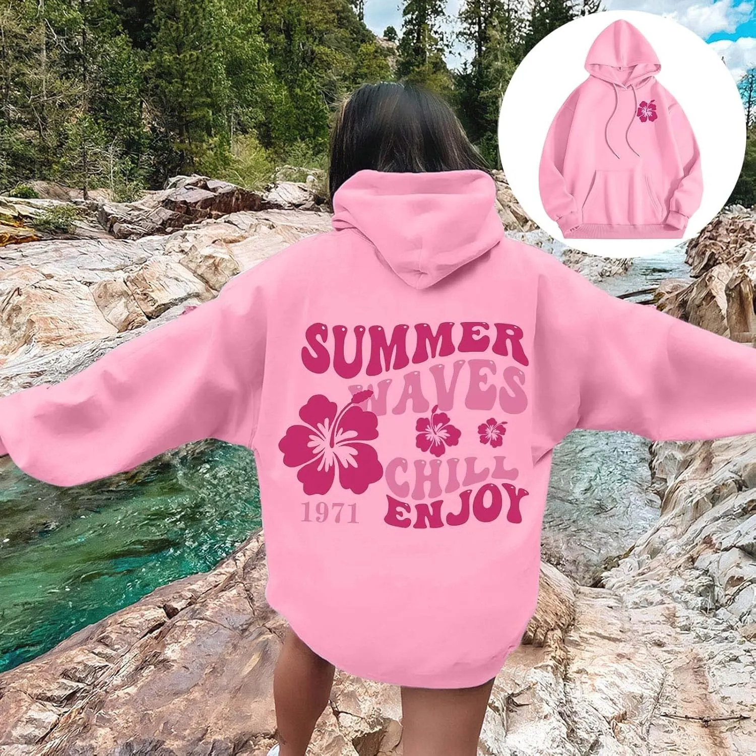 Sweatshirts For Teen Girls Long Sleeve Letter Print Casual Graphic Hoodies Drawstring Pullover Cute Oversized Hoodie