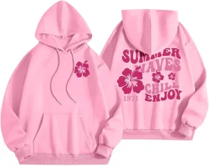 Sweatshirts For Teen Girls Long Sleeve Letter Print Casual Graphic Hoodies Drawstring Pullover Cute Oversized Hoodie