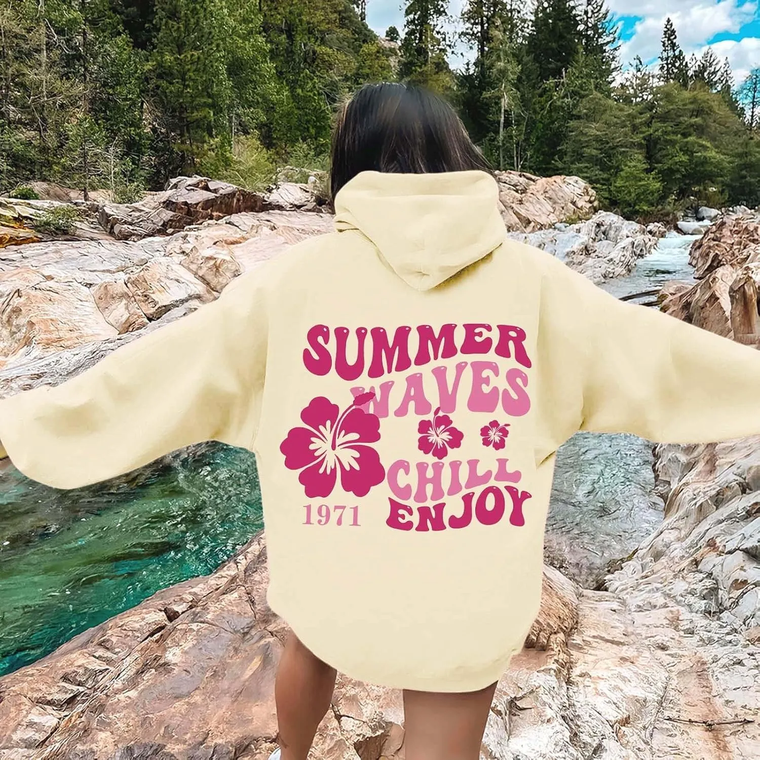 Sweatshirts For Teen Girls Long Sleeve Letter Print Casual Graphic Hoodies Drawstring Pullover Cute Oversized Hoodie