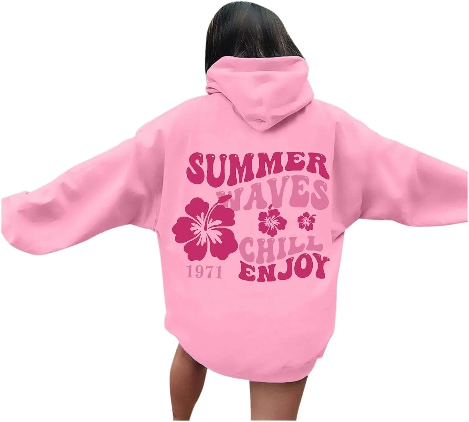 Sweatshirts For Teen Girls Long Sleeve Letter Print Casual Graphic Hoodies Drawstring Pullover Cute Oversized Hoodie