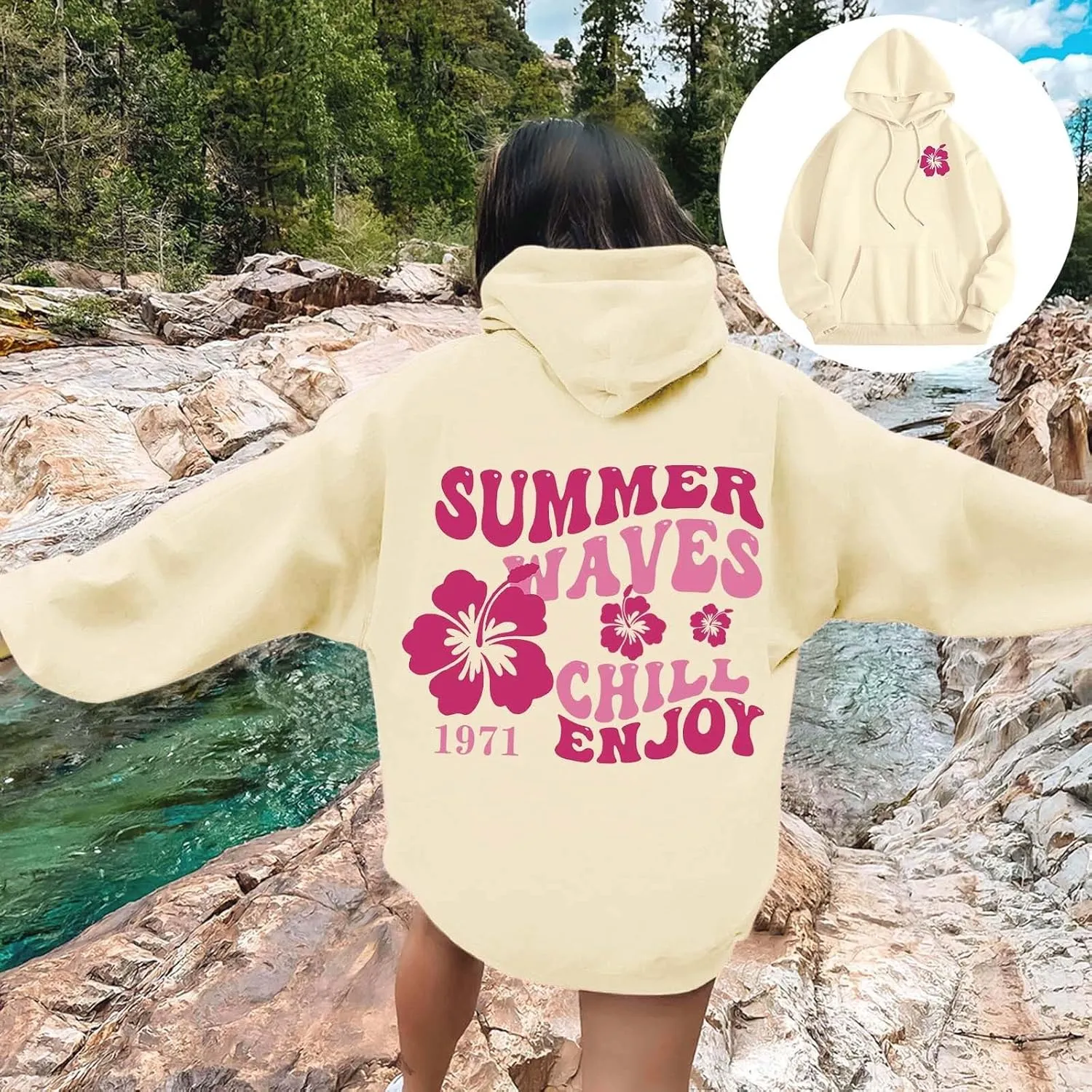 Sweatshirts For Teen Girls Long Sleeve Letter Print Casual Graphic Hoodies Drawstring Pullover Cute Oversized Hoodie