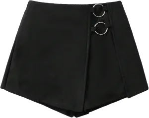 SweatyRocks Girl's Casual High Elastic Waist Shorts Split Hem Skorts Plain Skirt Shorts