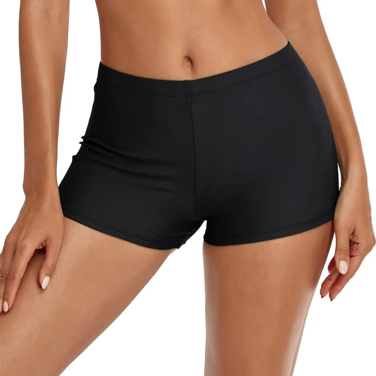 Swim Shorts for Women Stretchy Board Shorts Solid Tankini Bottoms Sport Swimsuit Bottoms