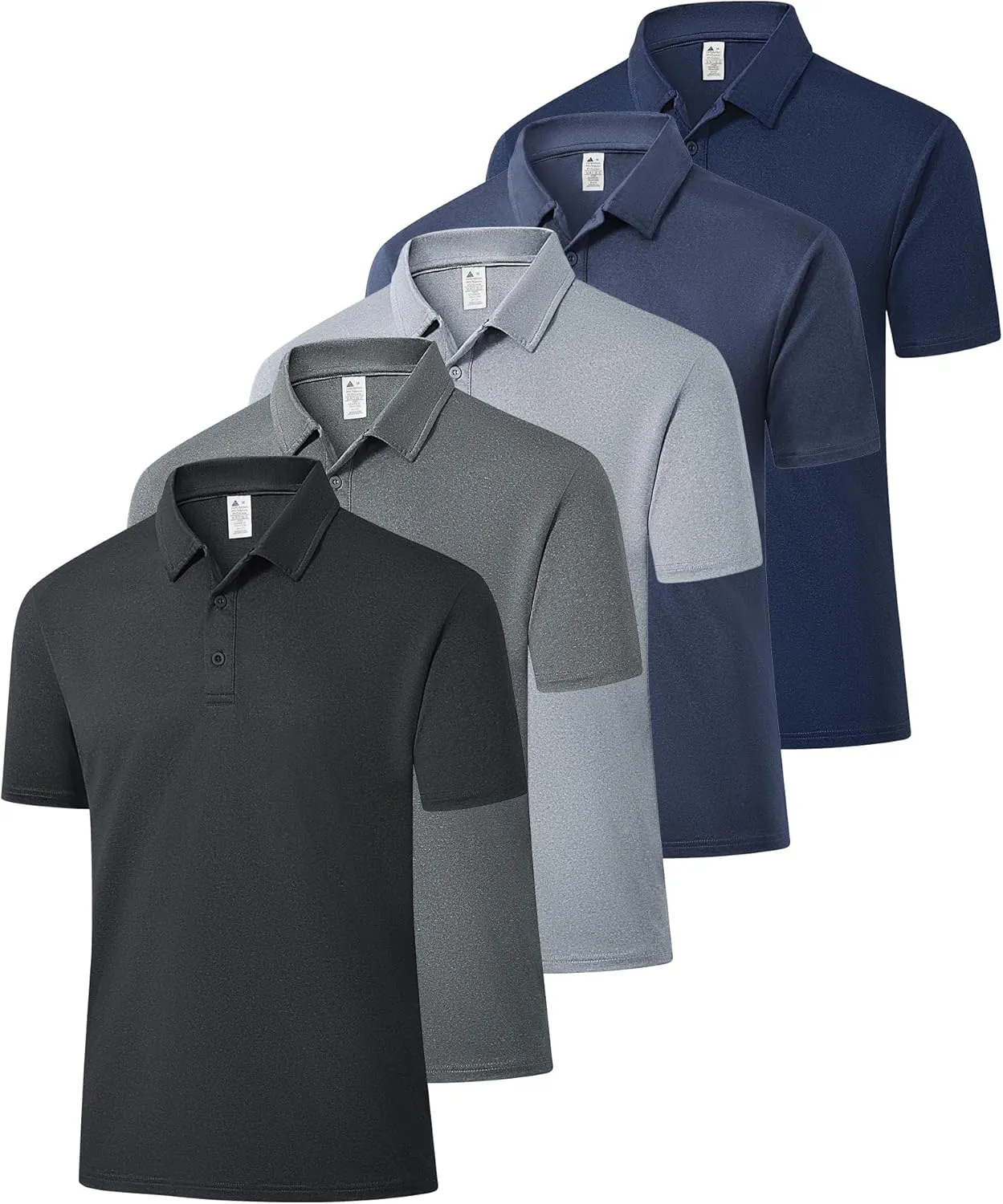 SWISSWELL 5 Pack Mens Polo Shirts Short Sleeve Moisture Wicking Golf Shirt Athletic Summer Casual Collared T-Shirt