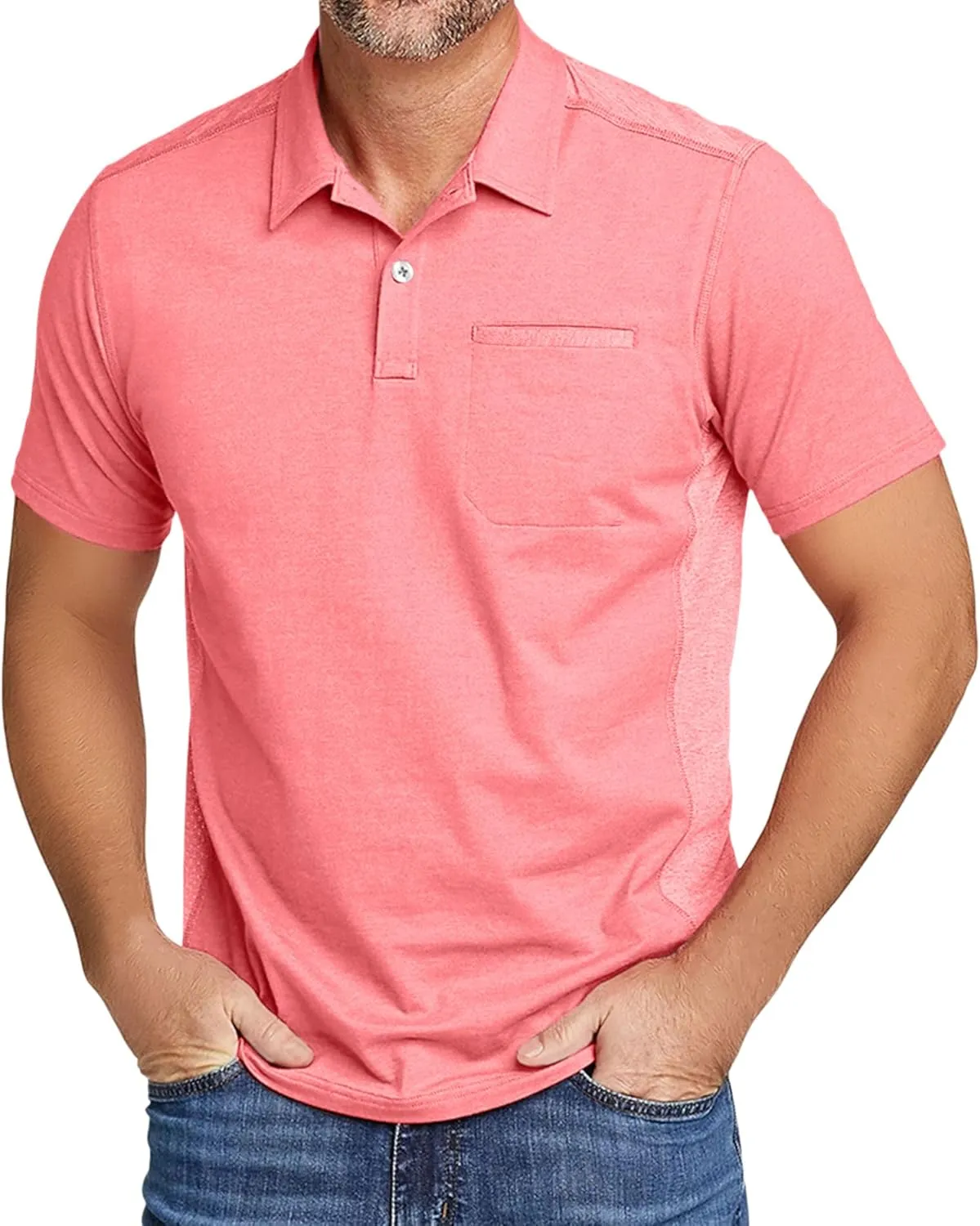 SWISSWELL Polo Shirts for Men with Pocket Short Sleeve Lightweight Performance Golf Shirt Mesh Summer Casual Shirt