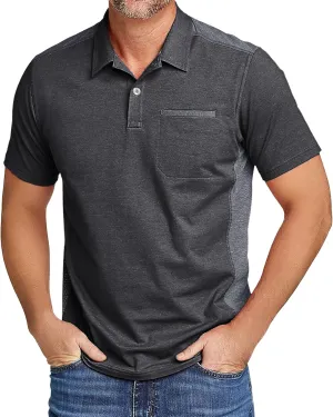 SWISSWELL Polo Shirts for Men with Pocket Short Sleeve Lightweight Performance Golf Shirt Mesh Summer Casual Shirt