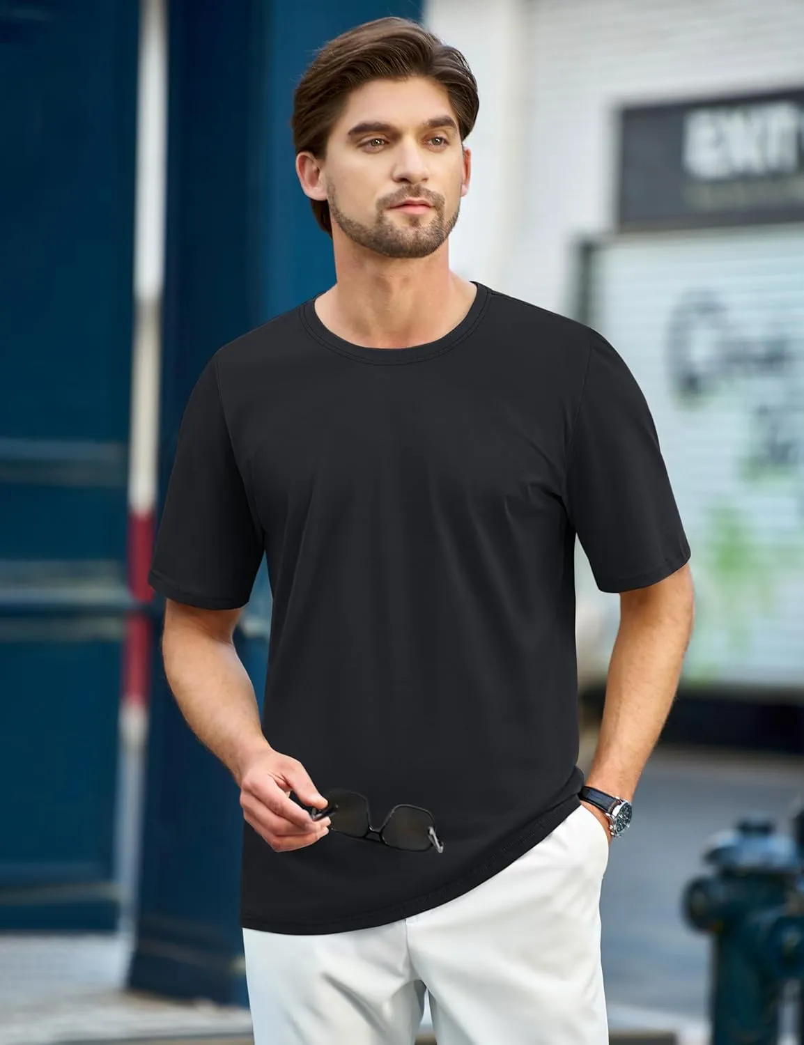TACVASEN Mens Cotton T Shirt Casual Summer Tshirt Crew-Neck Short Sleeve Soft Tee Classic Basic T-Shirt