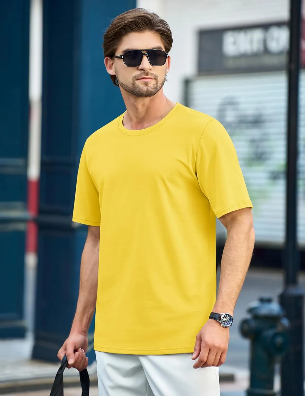 TACVASEN Mens Cotton T Shirt Casual Summer Tshirt Crew-Neck Short Sleeve Soft Tee Classic Basic T-Shirt