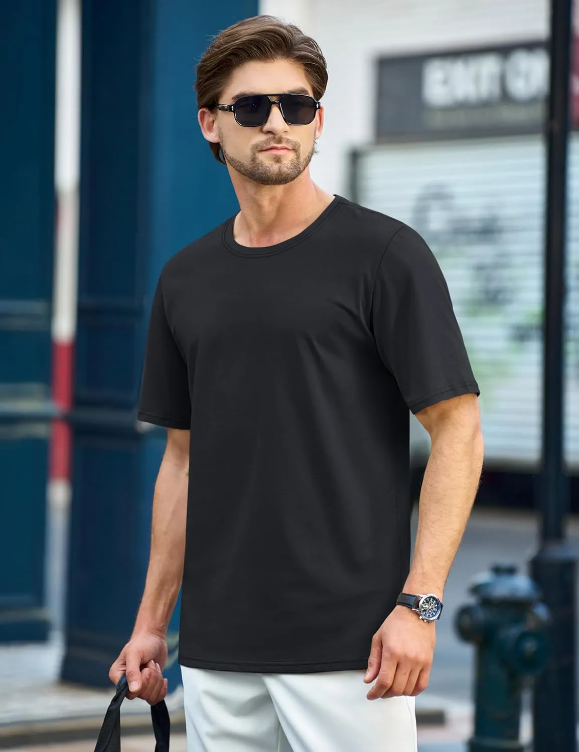 TACVASEN Mens Cotton T Shirt Casual Summer Tshirt Crew-Neck Short Sleeve Soft Tee Classic Basic T-Shirt