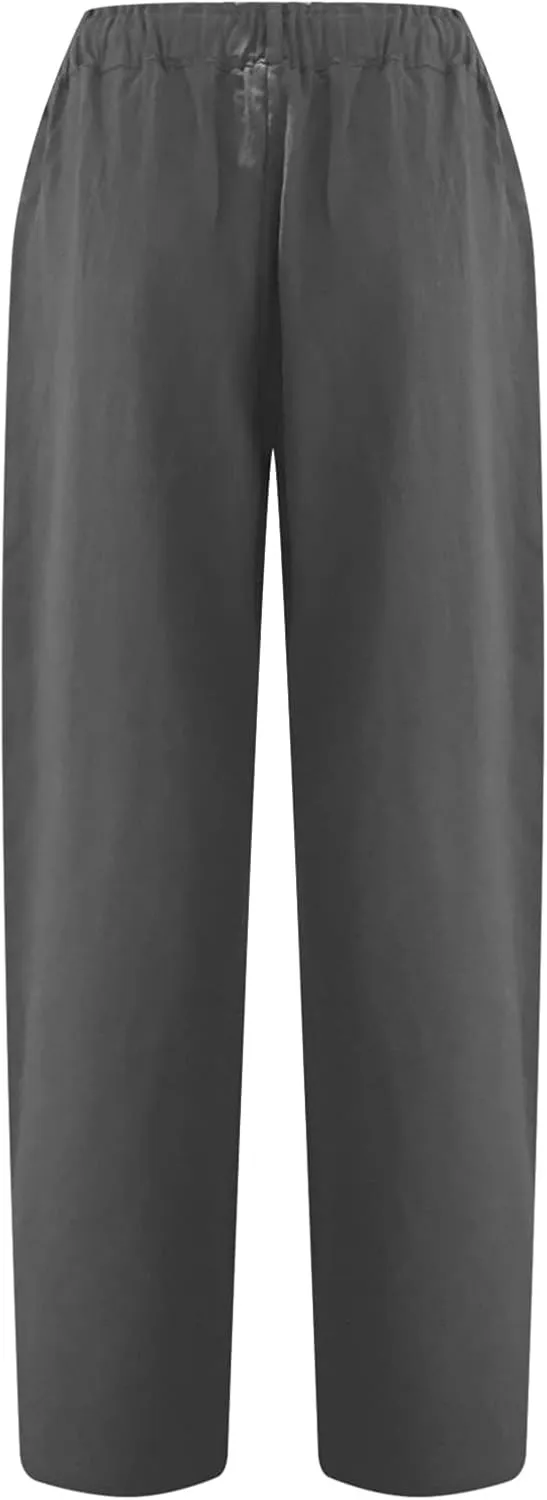 TARIENDY Womens Capri Pants Casual Summer Drawstring Elastic Waist Pant Comfy Lounge Beach Cropped Trousers with Pockets