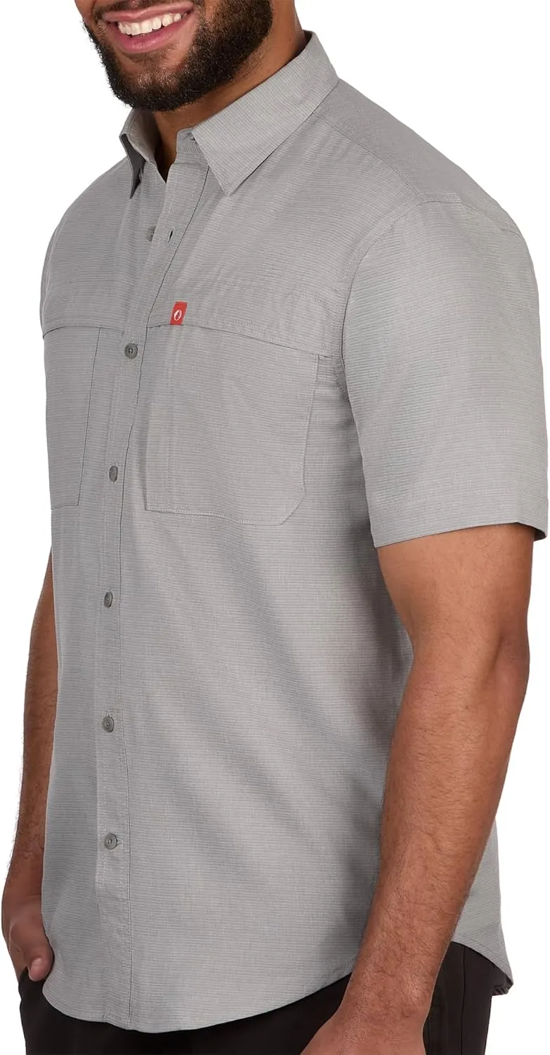 The American Outdoorsman Mens Gradient Stripe Short Sleeve Guide Shirt - Quick-Dry Sun Protection Fishing Shirt for Men