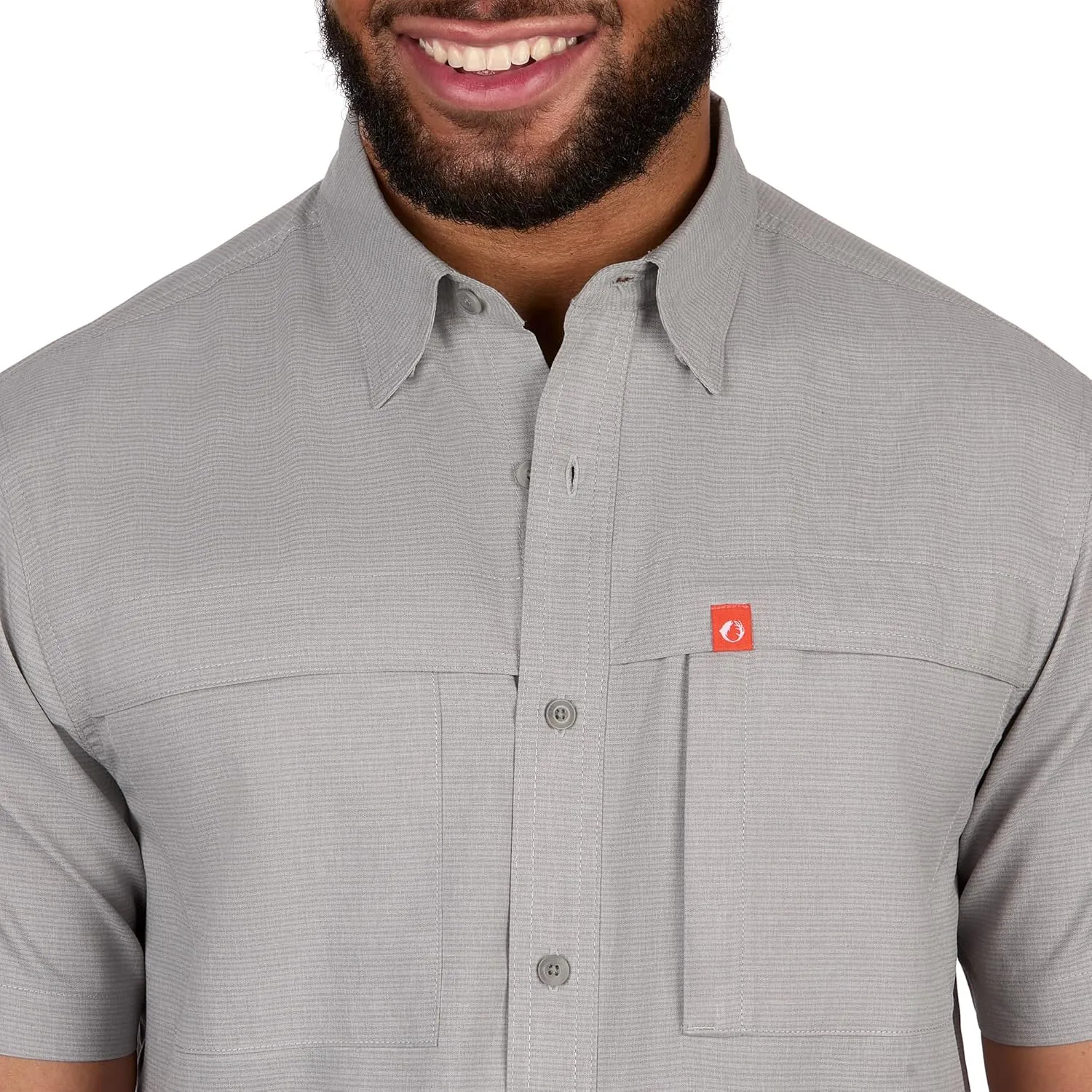 The American Outdoorsman Mens Gradient Stripe Short Sleeve Guide Shirt - Quick-Dry Sun Protection Fishing Shirt for Men