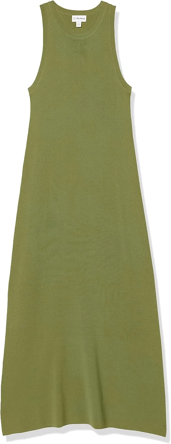The Drop Women's Gabriela High Neck Cut-in A-line Side-Slit Maxi Sweater Dress