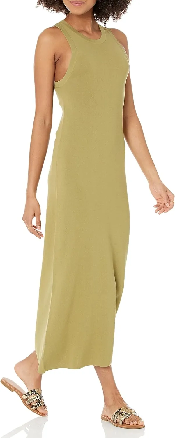 The Drop Women's Gabriela High Neck Cut-in A-line Side-Slit Maxi Sweater Dress
