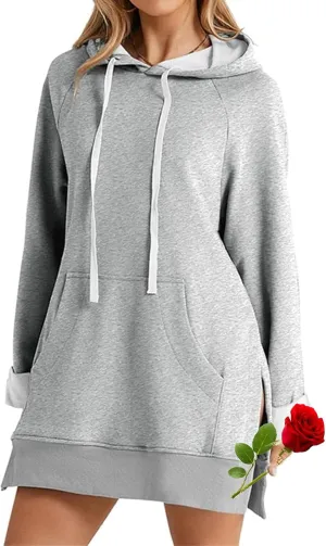 The Warmy Oversized Hoodie Dress, First Ones Hoodie Warmy Sweatshirt Dress Loose Fit Pullover with Pocket for Women