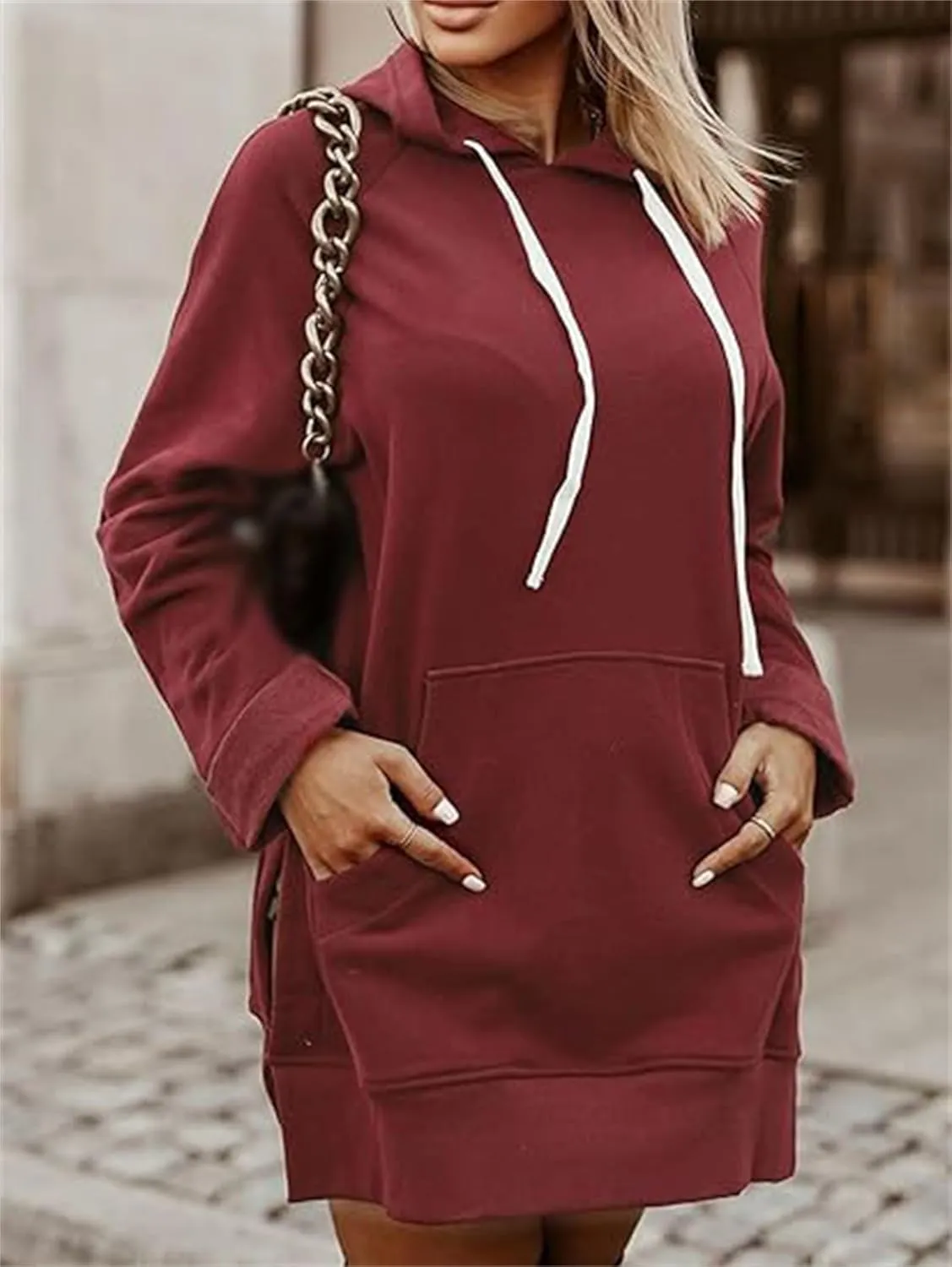 The Warmy Oversized Hoodie Dress, First Ones Hoodie Warmy Sweatshirt Dress Loose Fit Pullover with Pocket for Women