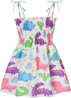 Toddler Baby Girl Summer Outfit Sunflower Dino Dresses Butterfly Princess Sundress Age 1-6 Years
