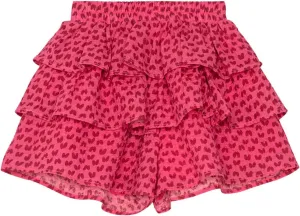 Toddler Girls Elastic Waist Mini Skort Flared Pleated Ruffle Short Tutu Skirts 2-Layer Ruffle Tiered Shorts