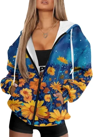 TODIYADDU Oversized Sweatshirt for Women Trendy Hoodies with Pockets Casual Long Sleeve Zip Up Pullover Y2k Clothes Gifts