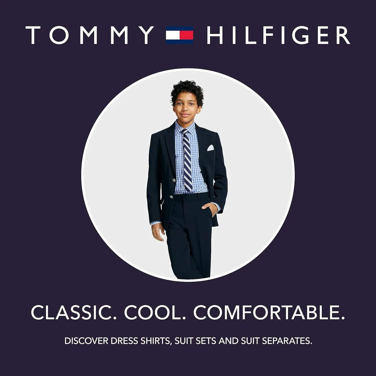 Tommy Hilfiger Boys' 4-piece Formal Suit Vest Set, Includes Dress Shirt, Dress Pants, Vest & Tie