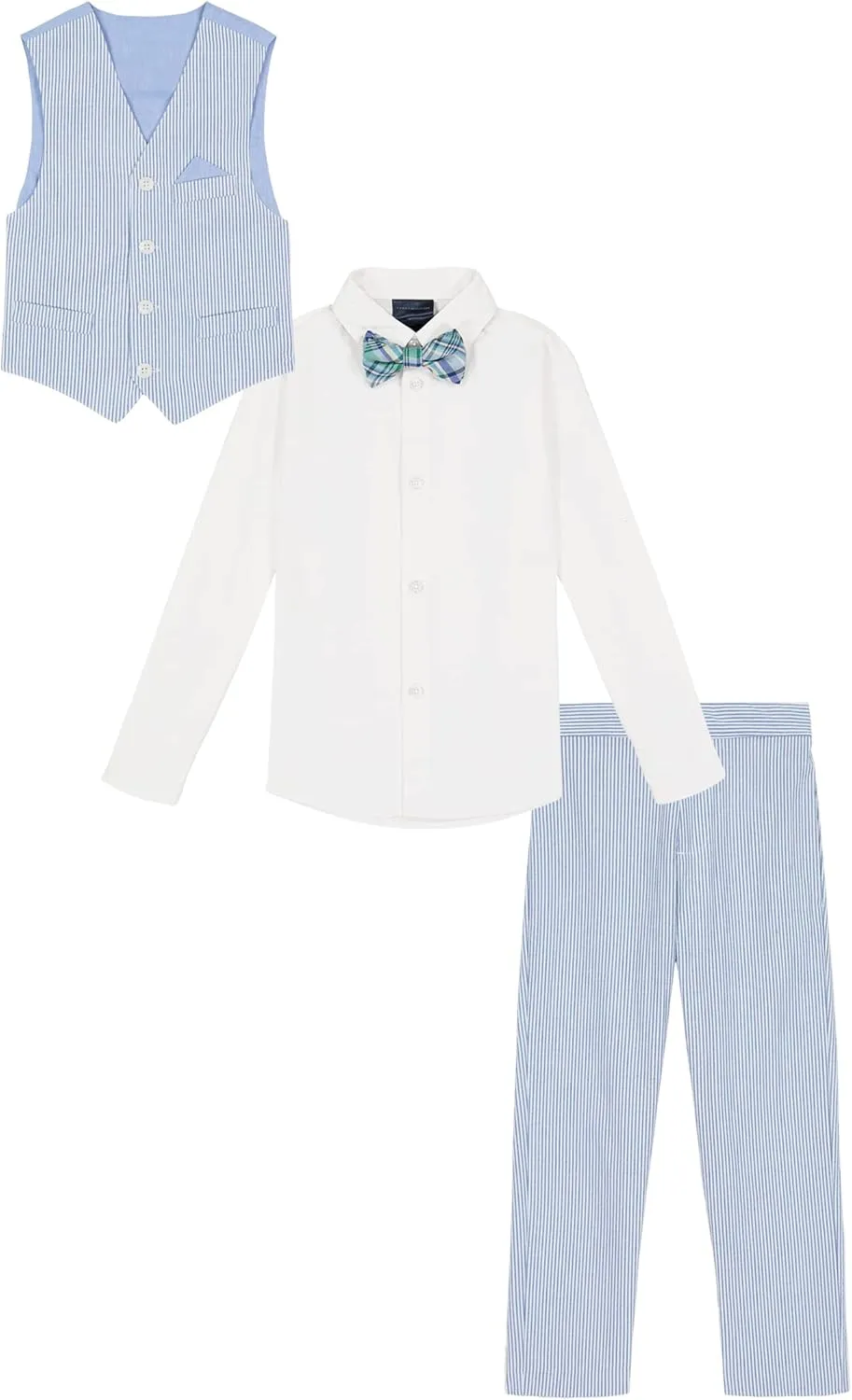 Tommy Hilfiger Boys' 4-piece Formal Suit Vest Set, Includes Dress Shirt, Dress Pants, Vest & Tie
