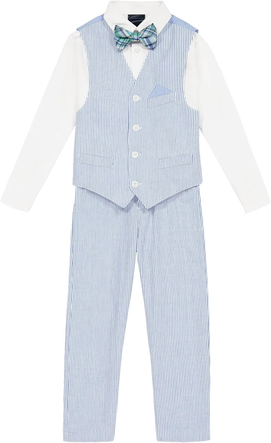 Tommy Hilfiger Boys' 4-piece Formal Suit Vest Set, Includes Dress Shirt, Dress Pants, Vest & Tie