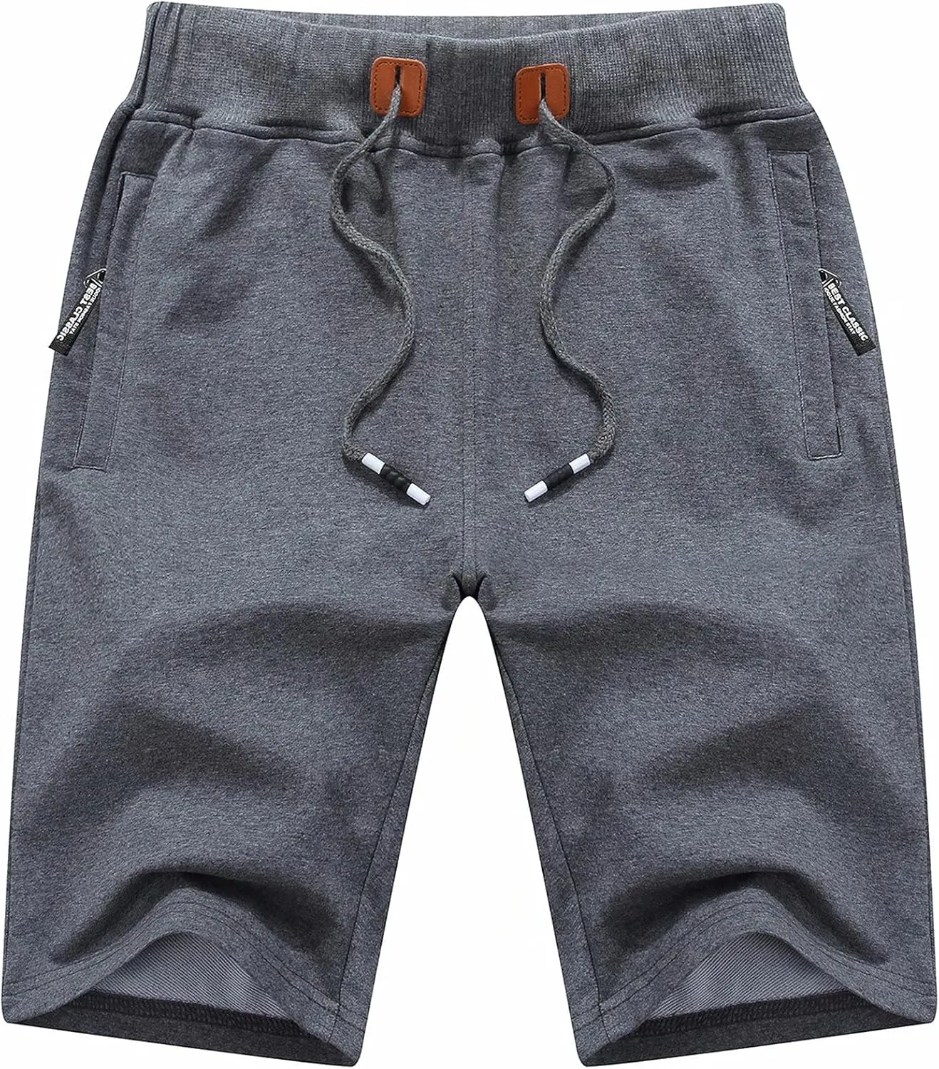 Tyhengta Mens Shorts Casual Drawstring Elastic Waist Workout Shorts with Zipper Pockets